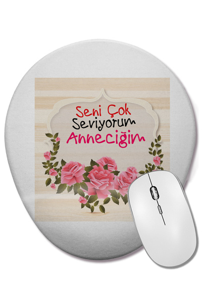 BASKI DÜNYASI Cadou pentru Ziua Mamei 051 Mouse Pad oval cu suport pentru înc...