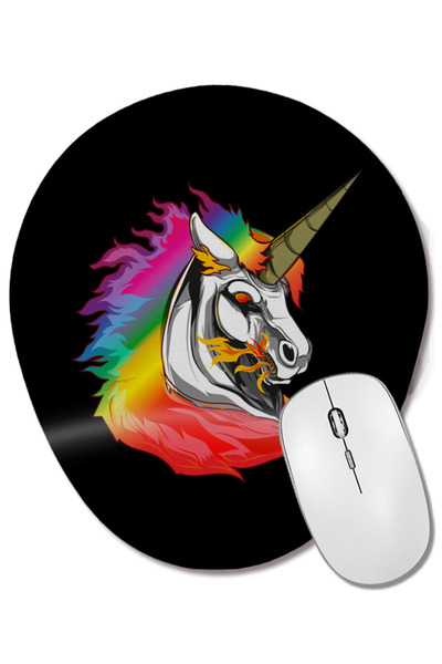 BASKI DÜNYASI Mouse Pad oval cu suport pentru încheietura mâinii, cu unicorn ...