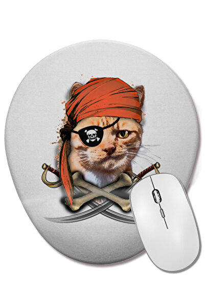 BASKI DÜNYASI Mouse Pad oval Gato Pirata Pirate pisică Cat cu suport pentru î...