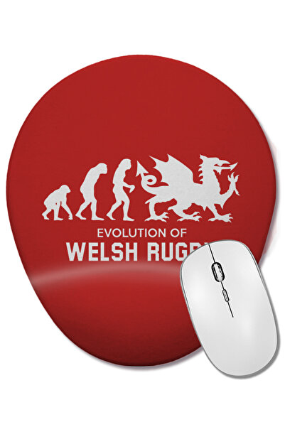 BASKI DÜNYASI Evolution Of Welsh Rugby Mouse Pad oval cu suport pentru încheietura mâinii