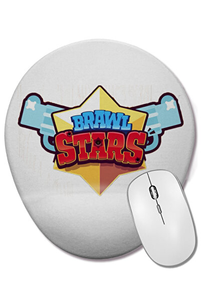BASKI DÜNYASI Brawl Stars Logo 05 Mouse Pad oval cu suport pentru încheietura mâinii