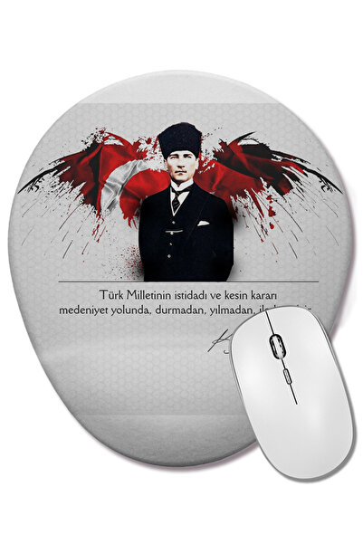 BASKI DÜNYASI Mouse Pad oval Ataturk 3 cu suport pentru încheietura mâinii