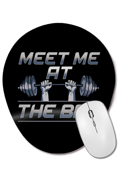 BASKI DÜNYASI Mouse Pad oval cu suport pentru încheietura mâinii, cu fraza motivațională pentru sală de gimnastică, pentru culturism, Meet Me At The Bar