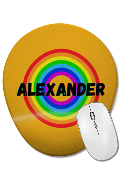 BASKI DÜNYASI Mouse Pad oval cu suport pentru încheietura mâinii, cu design personalizat cu numele Alexander, cadou pentru el