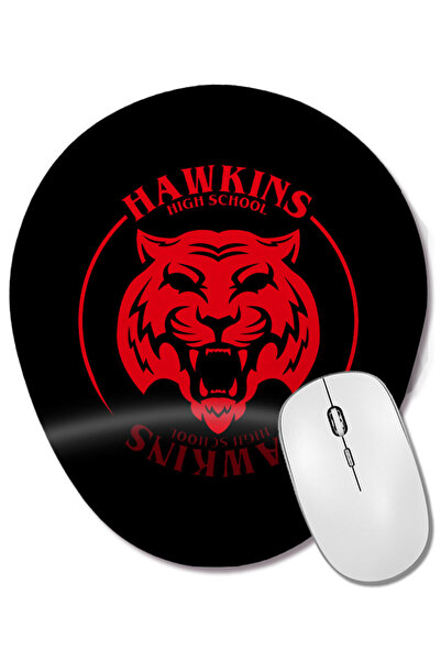 BASKI DÜNYASI Red Tiger Hawkins High School Stranger Things Mouse Pad oval cu suport pentru încheietura mâinii