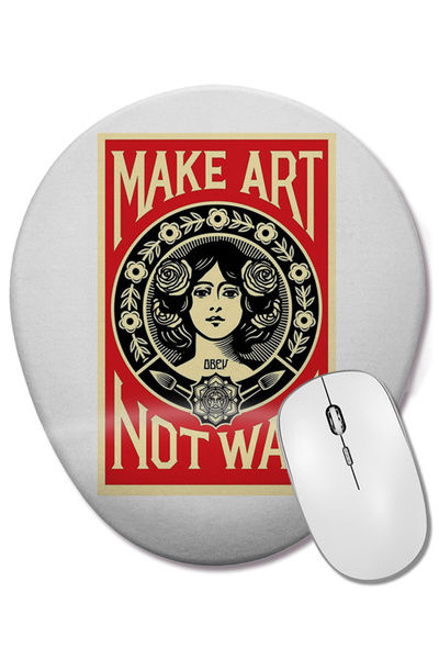 BASKI DÜNYASI Make Love Not War 02 Mouse Pad oval cu suport pentru încheietur...