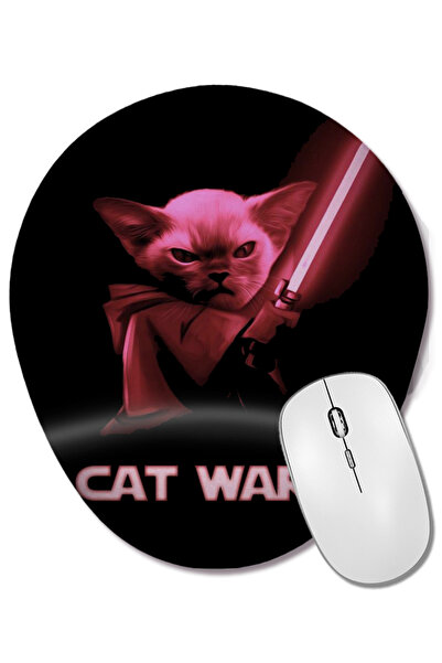 BASKI DÜNYASI Star Cat Wars 08 Mouse Pad oval cu suport pentru încheietura mâ...