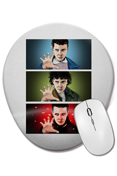 BASKI DÜNYASI Stranger Things Eleven 06 Mouse Pad oval cu suport pentru încheietura mâinii
