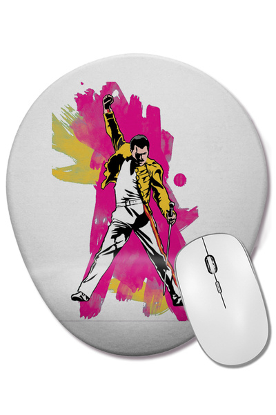BASKI DÜNYASI Queen Freddie Mercury 011 Mouse Pad oval cu suport pentru înche...