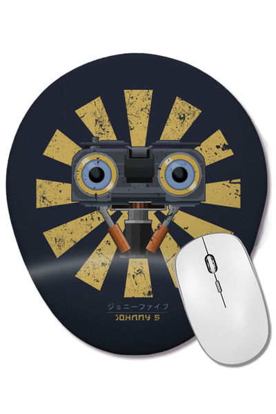 BASKI DÜNYASI Mouse Pad oval Johnny 5 Retro Japanese Short Circuit cu suport ...