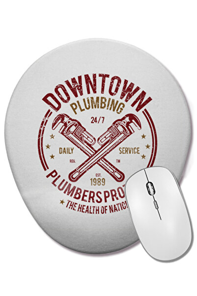 BASKI DÜNYASI Mouse Pad oval Downtown Plumbing cu suport pentru încheietura mâinii
