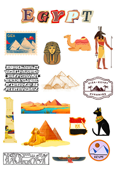 ANSHA CRAFTS Mısır /Egypt Sticker Seti Bullet Journal - Ajanda - Planner - De...
