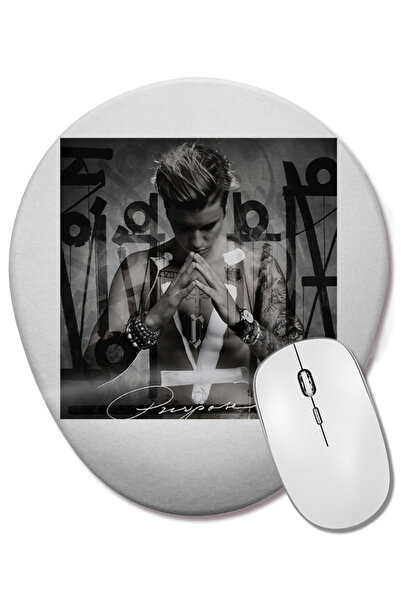 BASKI DÜNYASI Джъстин Бийбър 01 Овална подложка за мишка с опора за китката