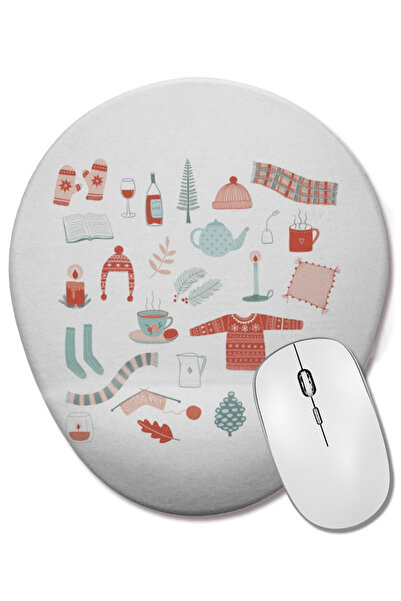 BASKI DÜNYASI Hygge Cosy Things Mouse Pad oval cu suport pentru încheietura mâinii