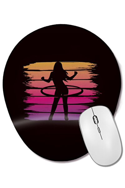 BASKI DÜNYASI Mouse Pad oval cu suport pentru încheietura mâinii, cu tema Hula Hoop pentru fete, sporturi de fitness