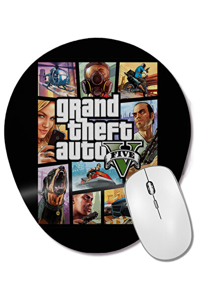 BASKI DÜNYASI Mouse Pad oval Grand Theft Auto 5 Gta V cu suport pentru încheietura mâinii