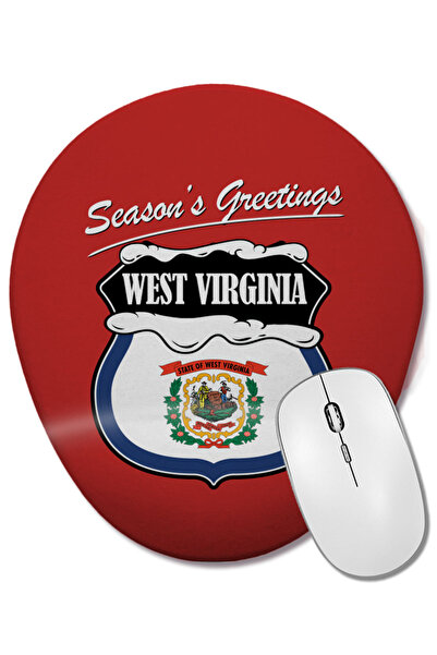 BASKI DÜNYASI Seasons Greetings West Virginia Christmas Mouse Pad oval cu sup...