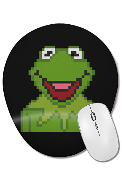 BASKI DÜNYASI Mouse Pad oval Kermit The Muppets Pixel Character cu suport pentru încheietura mâinii