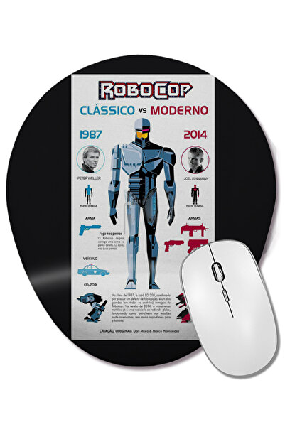 BASKI DÜNYASI Robocop 02 Mouse Pad oval cu suport pentru încheietura mâinii
