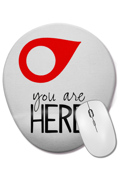BASKI DÜNYASI Mouse Pad oval cu suport pentru încheietura mâinii You Are Here