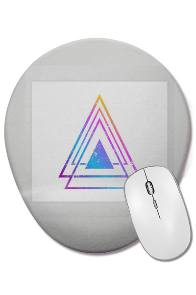 BASKI DÜNYASI Ilustrație triunghiulară abstractă colorată Mouse Pad oval cu s...