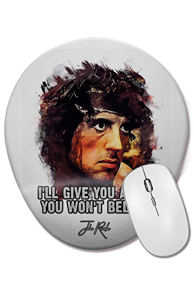 BASKI DÜNYASI По-добре повярвайте на Джон Рамбо Овална подложка за мишка с оп...