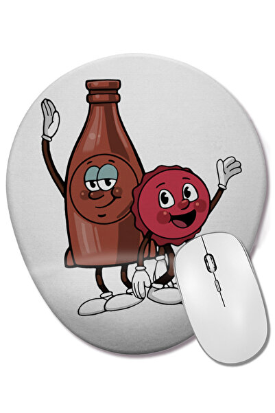 BASKI DÜNYASI Mouse Pad oval Bottle And Cappy cu suport pentru încheietura mâ...