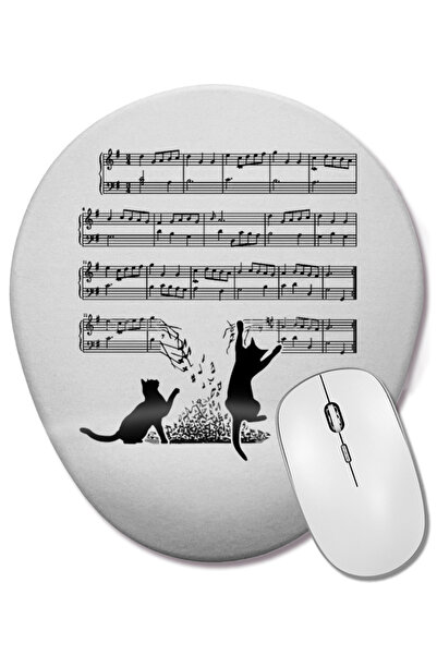 BASKI DÜNYASI Палав забавен музикален котарак подложка за китка овална подлож...