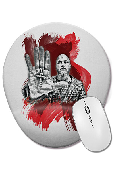 BASKI DÜNYASI Ragnar Vickings Ragnar Lodbrok Oval Mouse Pad with Wrist Support