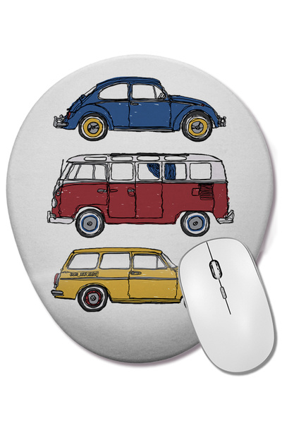 BASKI DÜNYASI Mouse Pad oval vintage Volkswagen cu suport pentru încheietura ...