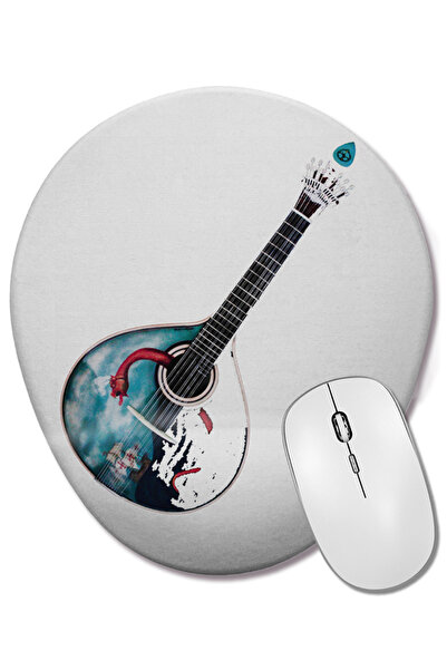 BASKI DÜNYASI Португалска китара Gitar Bilek Destekli Oval Mouse Pad