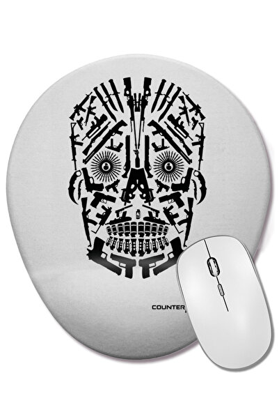 BASKI DÜNYASI Counter Strike Gun Skull Cs Go Mouse Pad oval cu suport pentru încheietura mâinii