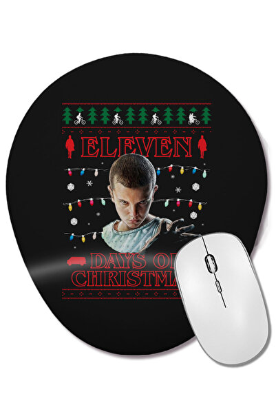 BASKI DÜNYASI Stranger Things Eleven Days Of Christmas Mouse Pad oval tricotat cu suport pentru încheietura mâinii