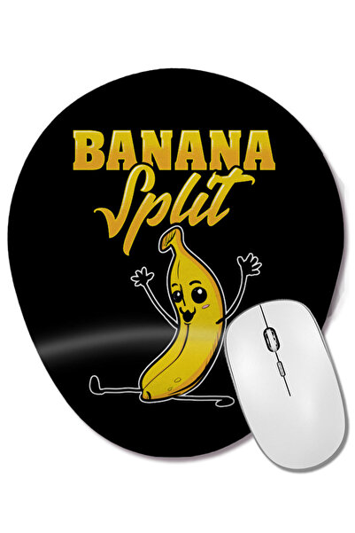 BASKI DÜNYASI Mouse Pad oval cu suport pentru încheietura mâinii, drăguț și amuzant, Banana Split Gymnast Pun