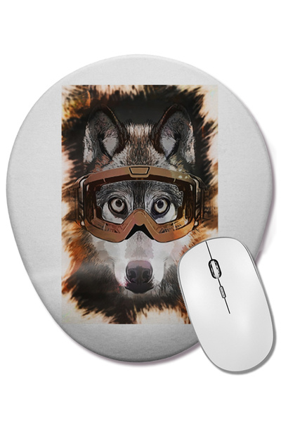 BASKI DÜNYASI Οβάλ ποντίκι με υποστήριξη καρπού Wolf Dog Pug