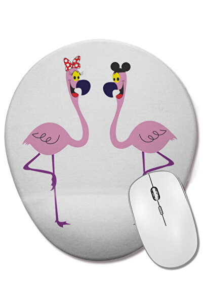 BASKI DÜNYASI Mouse Pad oval Flamingo 3 cu suport pentru încheietura mâinii