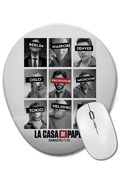 BASKI DÜNYASI La Casa de Papel - 001 Οβάλ ποντίκι με υποστήριξη καρπού