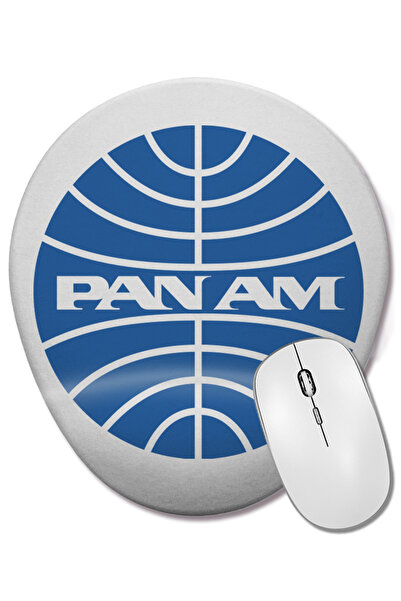 BASKI DÜNYASI Pan Am Defunct Airline Logo Versiune gri Mouse Pad oval cu supo...
