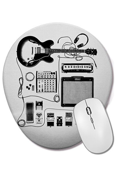 BASKI DÜNYASI Amplificator pentru chitară Pedală pentru chitarist pisică Mouse Pad oval cu suport pentru încheietura mâinii