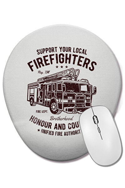 BASKI DÜNYASI Suportați pompierii din comuna dvs. Mouse pad oval cu suport pentru încheietura mâinii