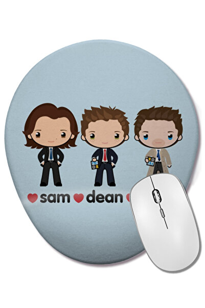 BASKI DÜNYASI Οβάλ ποντίκι με υποστήριξη καρπού Love Sam Dean Castiel Superna...