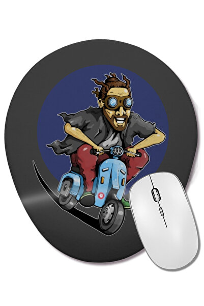 BASKI DÜNYASI Mouse Pad oval Vespa Scooter 01 cu suport pentru încheietura mâ...