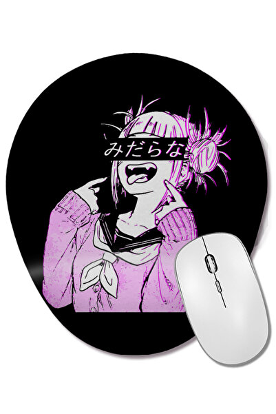 BASKI DÜNYASI Waifu Anime Neko Vaporwave - Glitch Manga Girl Mouse Pad oval c...