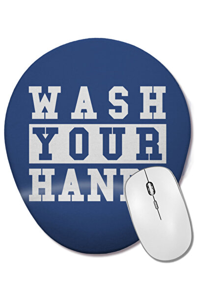 BASKI DÜNYASI Mouse Pad oval cu suport pentru încheietura mâinii Wash Your Hands