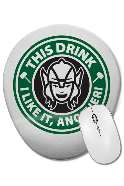 BASKI DÜNYASI Thor Această băutură mă place. Alt mouse pad oval cu suport pen...