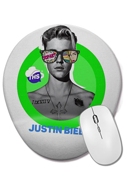 BASKI DÜNYASI Овална подложка за мишка с опора за китката на Джъстин Бийбър