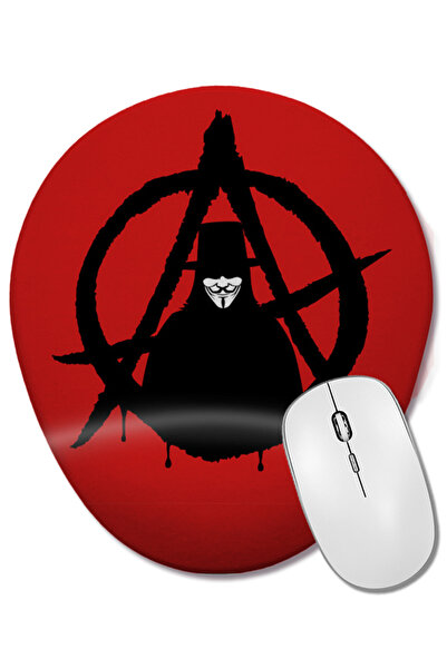 BASKI DÜNYASI Mouse Pad oval V For Vendetta cu suport pentru încheietura mâinii