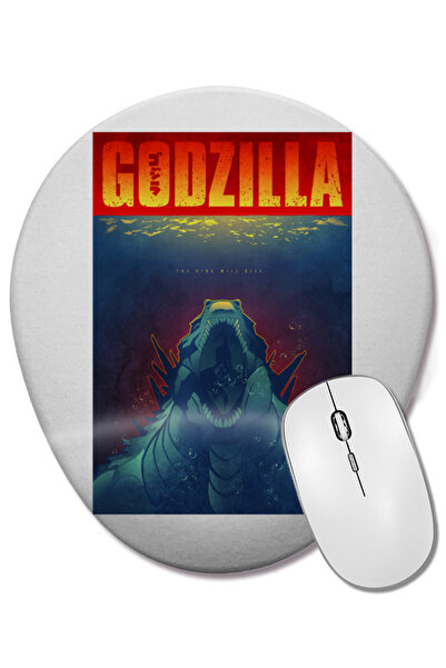 BASKI DÜNYASI Mouse Pad oval Godzilla cu suport pentru încheietura mâinii