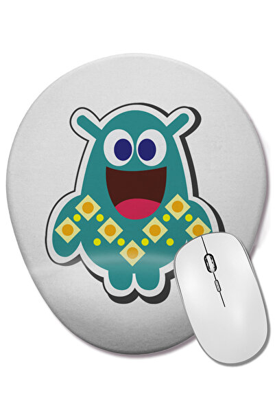 BASKI DÜNYASI Cartoon - Mounstruo 15 Mouse Pad oval cu suport pentru încheiet...