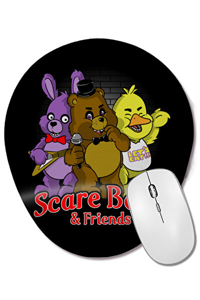 BASKI DÜNYASI Mouse Pad oval Freddy Scare Bear Nerd cu suport pentru încheiet...